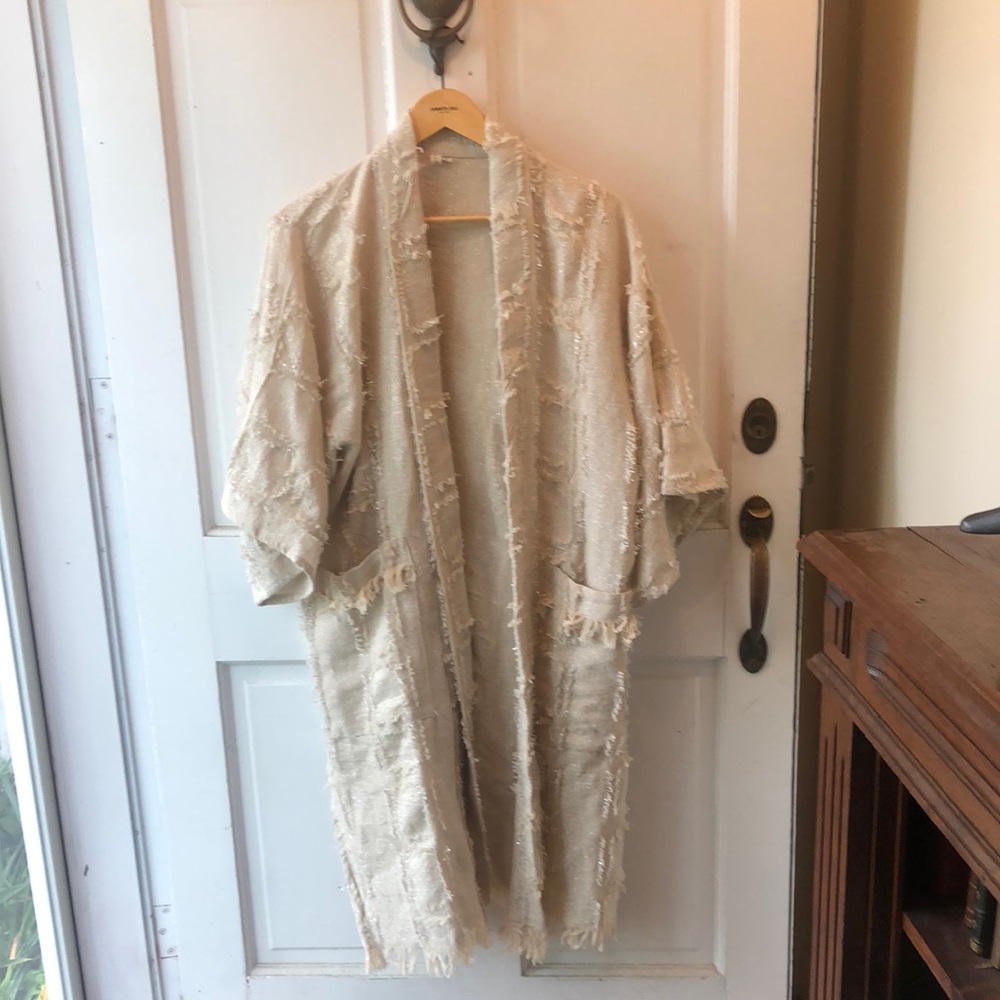 Anthropologie Cream Textured Kimono